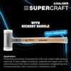Rohmheld Halder Shockless Recoilless Supercraft Hammer with Hickory Handle and White Nylon Handle, 40mm Diameter, 3366.040
