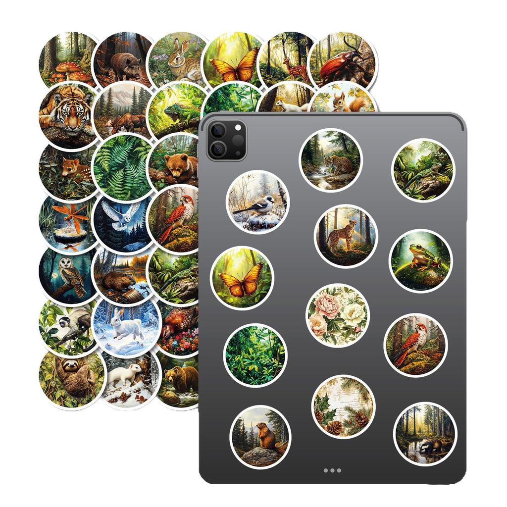 50 Retro-Style Forest Realistic Animal Adventures Stickers Waterproof Decorative Stickers