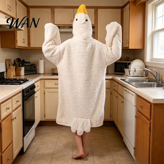 Roliga Djurpyjamaser Rolig Gås Anka Kostym för Barn Vuxna, Pyjamas med Huvuva Onesie Pyjamaser, Mjuk Plysch Bärbar Filt, Halloween Cosplay Varm