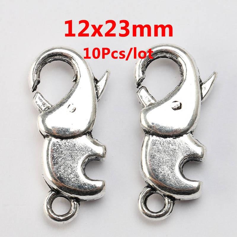 10pc Elephant Lobster Clasp Antique Silver Hooks for Keychain Necklace Bracelet Chain DIY Jewelry Making Findings Components