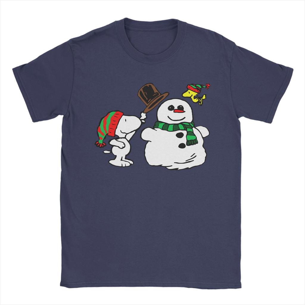 Peanuts Snoopy Woodstock Snowman TShirt for Men Women Funny Cotton Tees Crew Neck Short Sleeve T Shirt Birthday Present Clothes