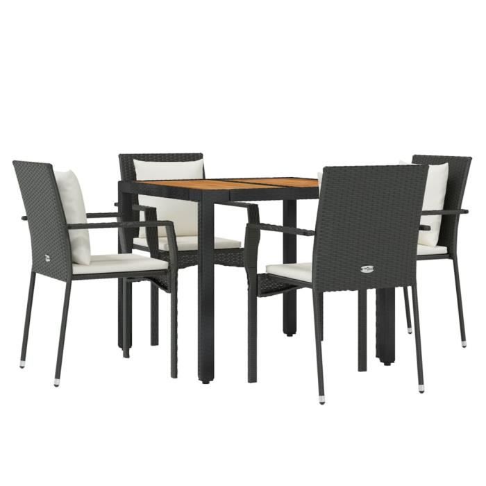 VidaXL Garden Dining Furniture and Cushions 5pcs Black Wicker 3157964