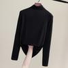 Modal semi-turtleneck bottoming shirt women's spring and summer long-sleeved t-shirt with new women's clothing thin black top