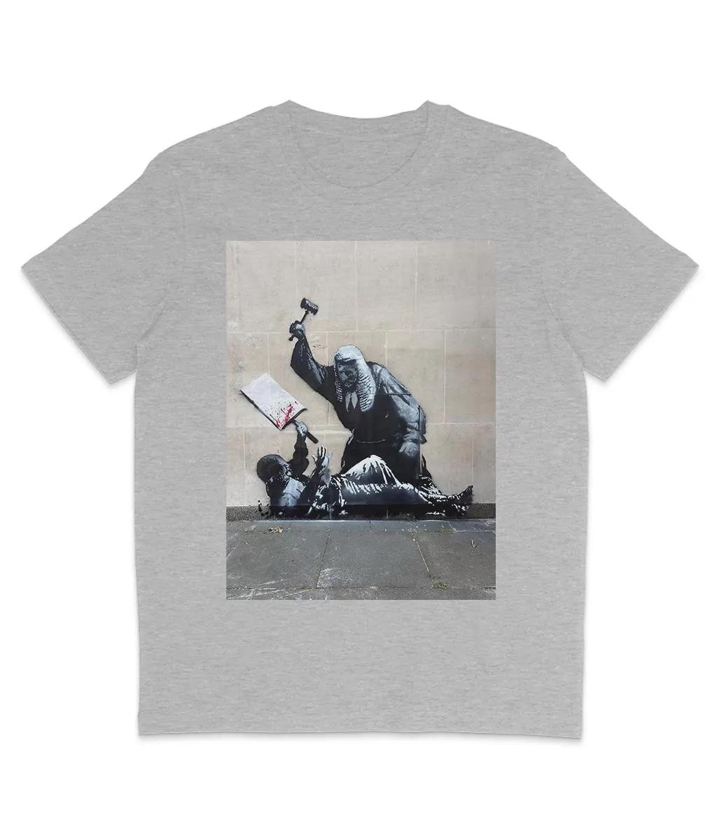 

Best Selling Banksy Royal Courts of Justice Graphic T Shirts Retro Streetwear High-quality Crew-neck Short-sleeved Men s T-shirt M