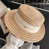 French retro flat top straw hat women's summer seaside beach vacation sun hat sunshade sun protection hat straw top hat