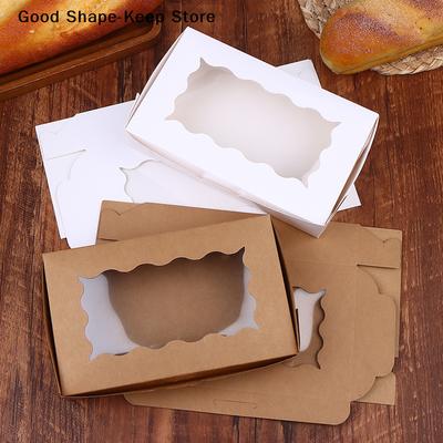 10Pcs Rectangular Cookies Bread Candy For Cake Carriers Paper Gift Box With Clear Window For Weddings Parties Valentine's Day
