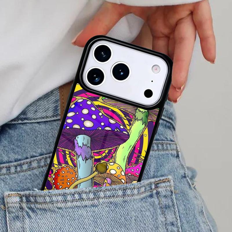 Trippy Psychedelic Mushrooms Collage Phone Case for iPhone 17ProMax 12 13 14 15 16e 17 Pro Max Plus Air Cover