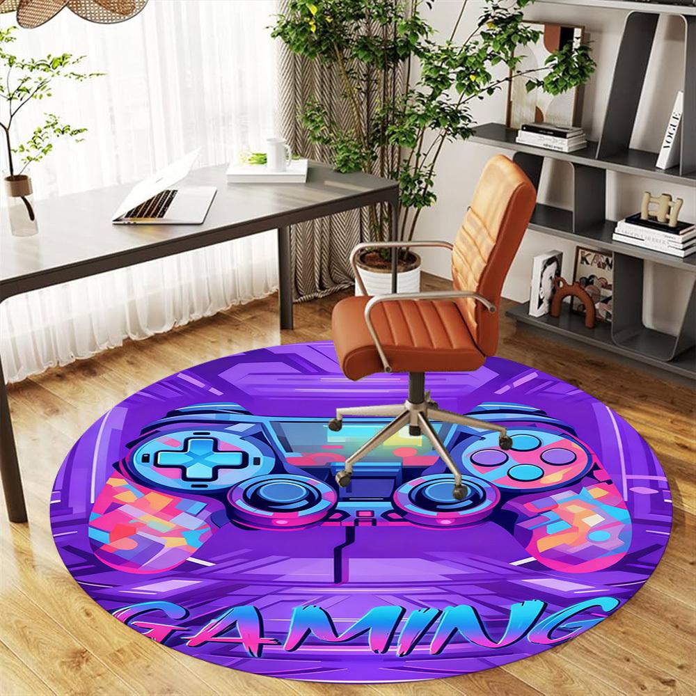1PC Gamer Controller Round Chair mat Area Rug - Non-Slip, Floor Mat for Office, Bedroom, and Indoor Decor -Gift D1127193