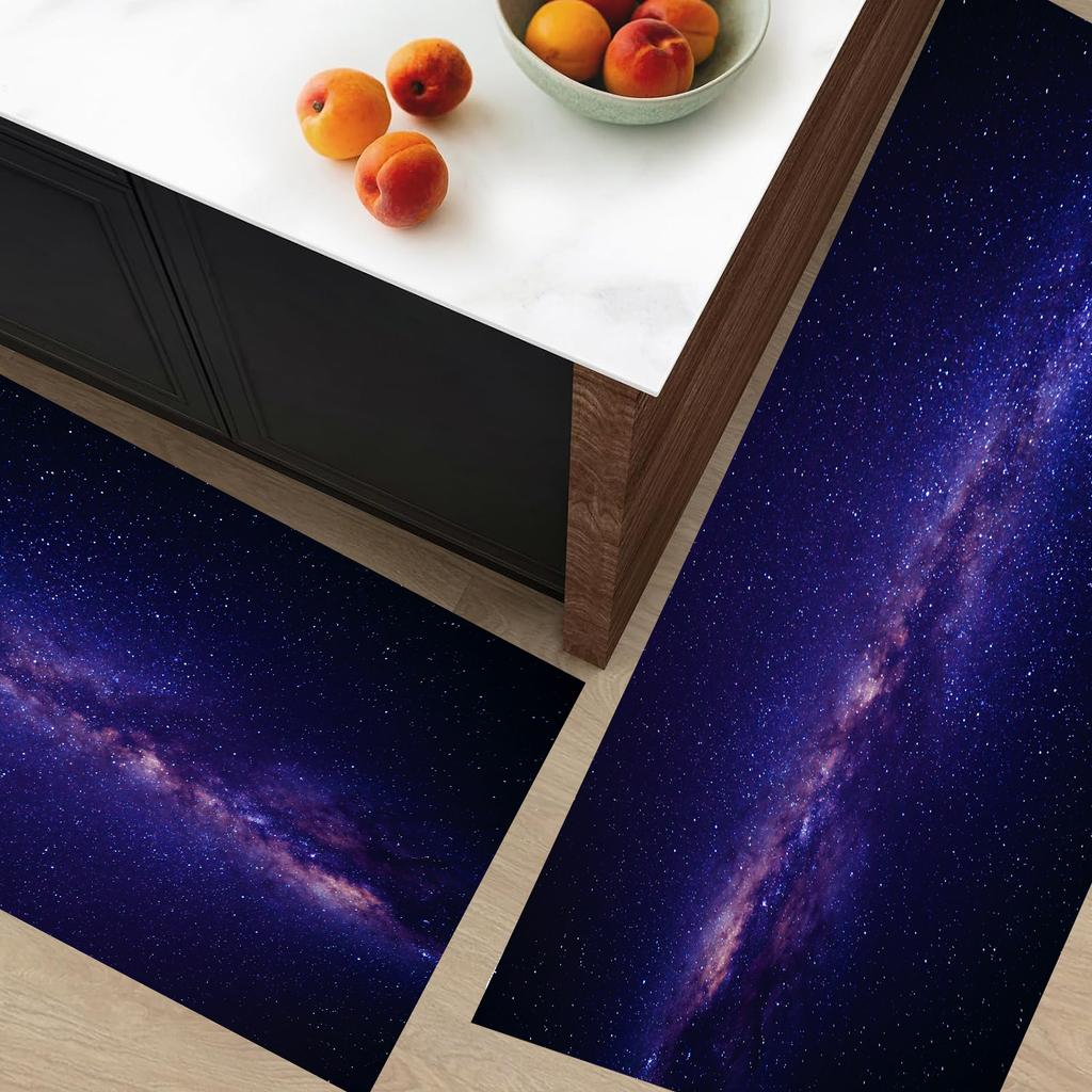 1Pcs Luxury Starry Sky  Kitchen Mat Soft Thickened Kitchen Floor Mat Waterproof Non-slip Oil-proof Floor Mat Runner Rug
