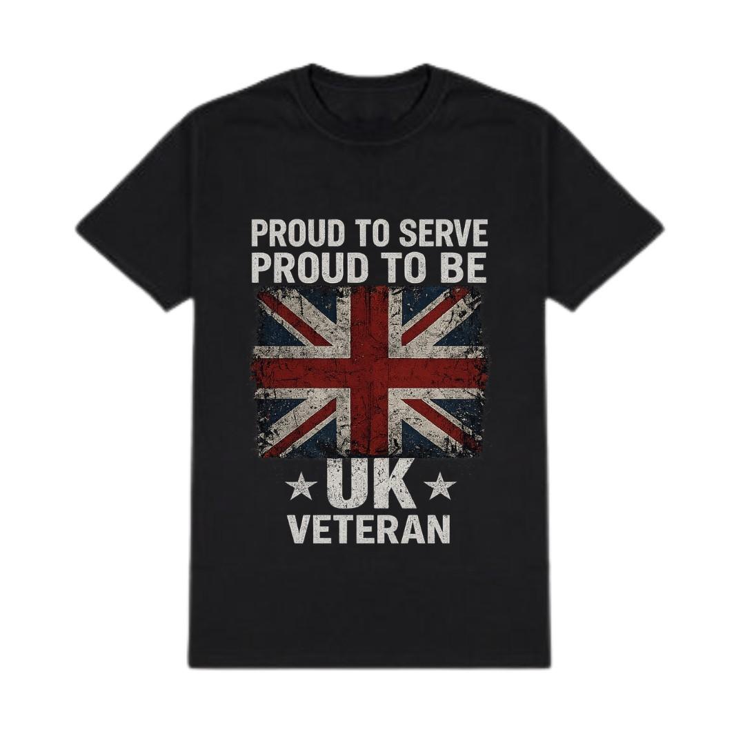 UK Veteran T-Shirt Proud To Serve British Army Military Graphic Tee Mens Black S разноцветный