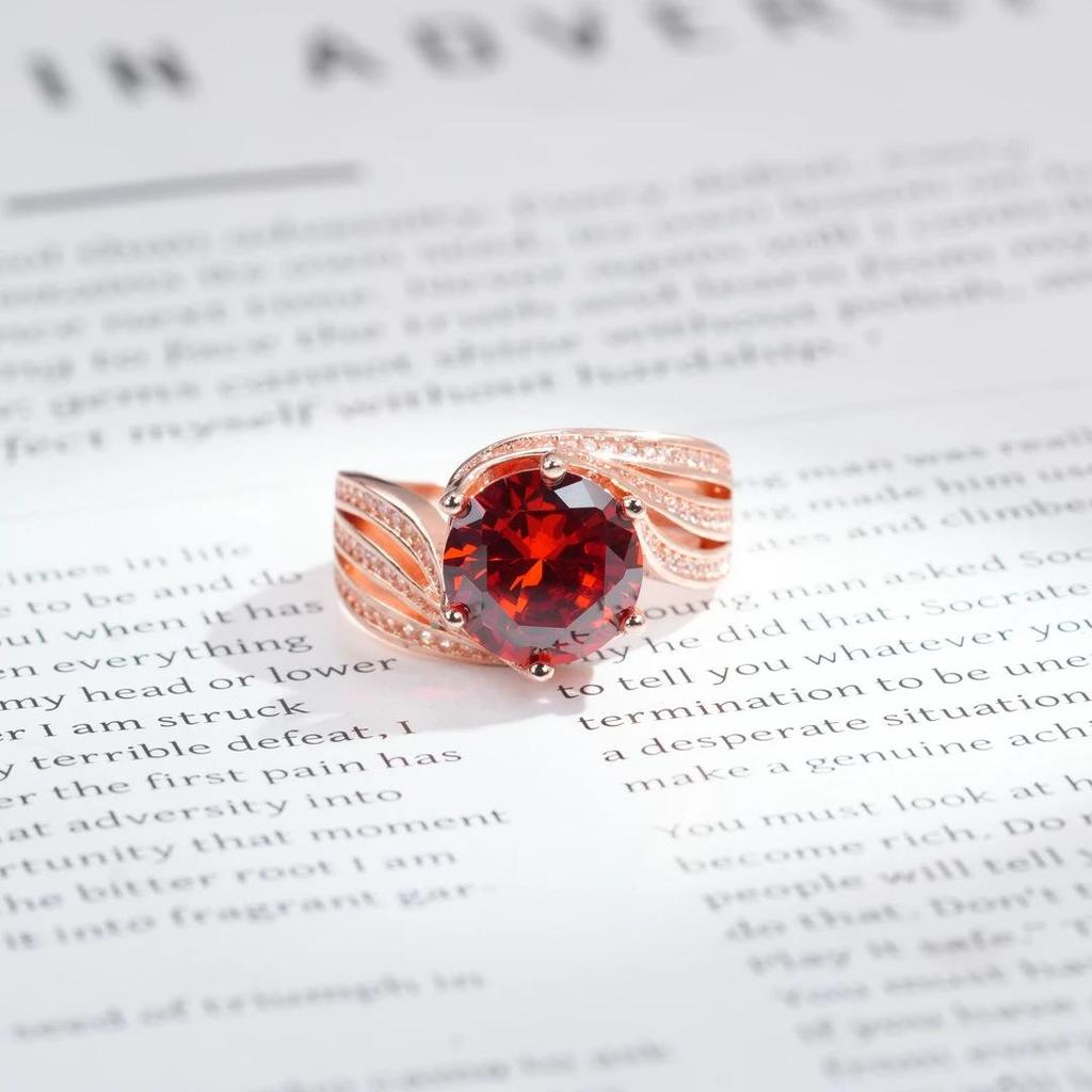 Douyin Pomegranate Red Champagne Gold Zircon Ring - Fashionable & Versatile