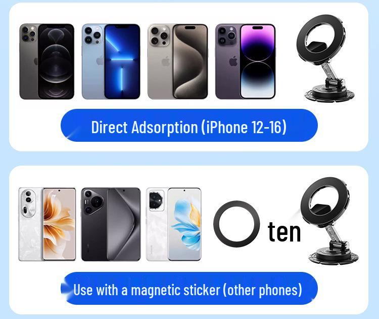 Retractable Rotating Magnetic Phone Holder with Suction Cup for Desktop and Car Use