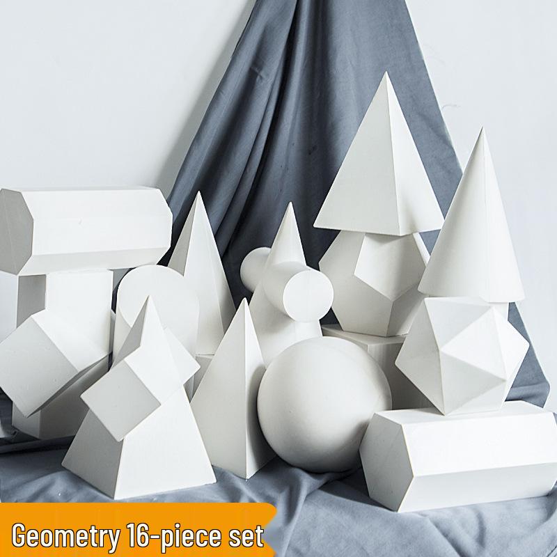 Plaster Cast Geometric Sculpture Set for Art and Photography