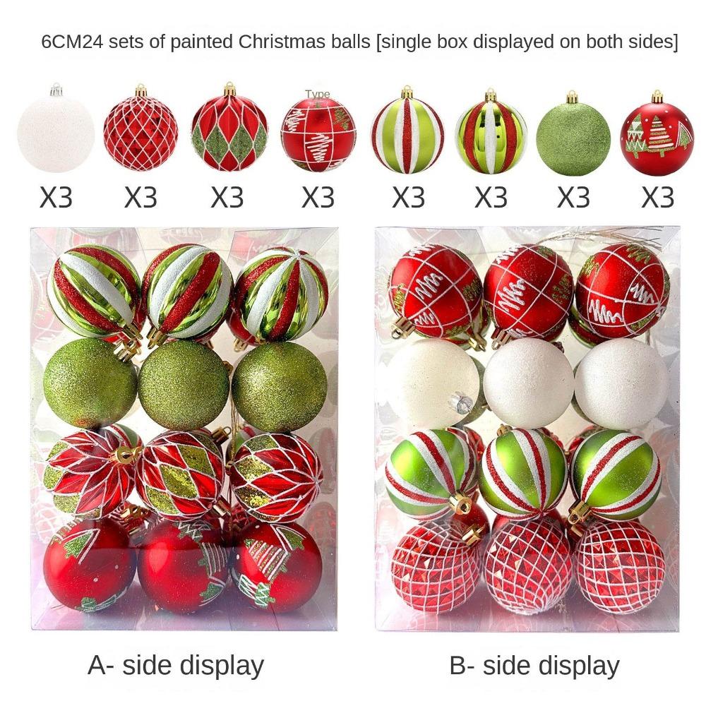 24Pcs/Box Plastic Christmas Colored Balls Electroplated Christmas Tree Hanging Pendant  for Home
