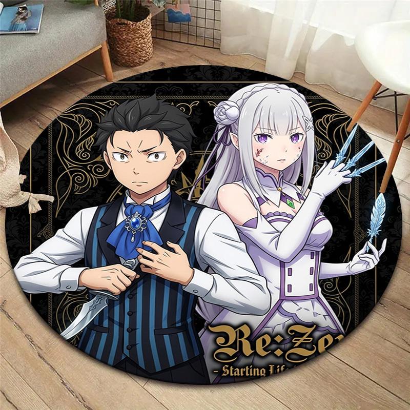 Re Zero Round Area Rug Carpet Rug For Living Room Bedroom Sofa Playroom Decor Nonslip Floor Mat