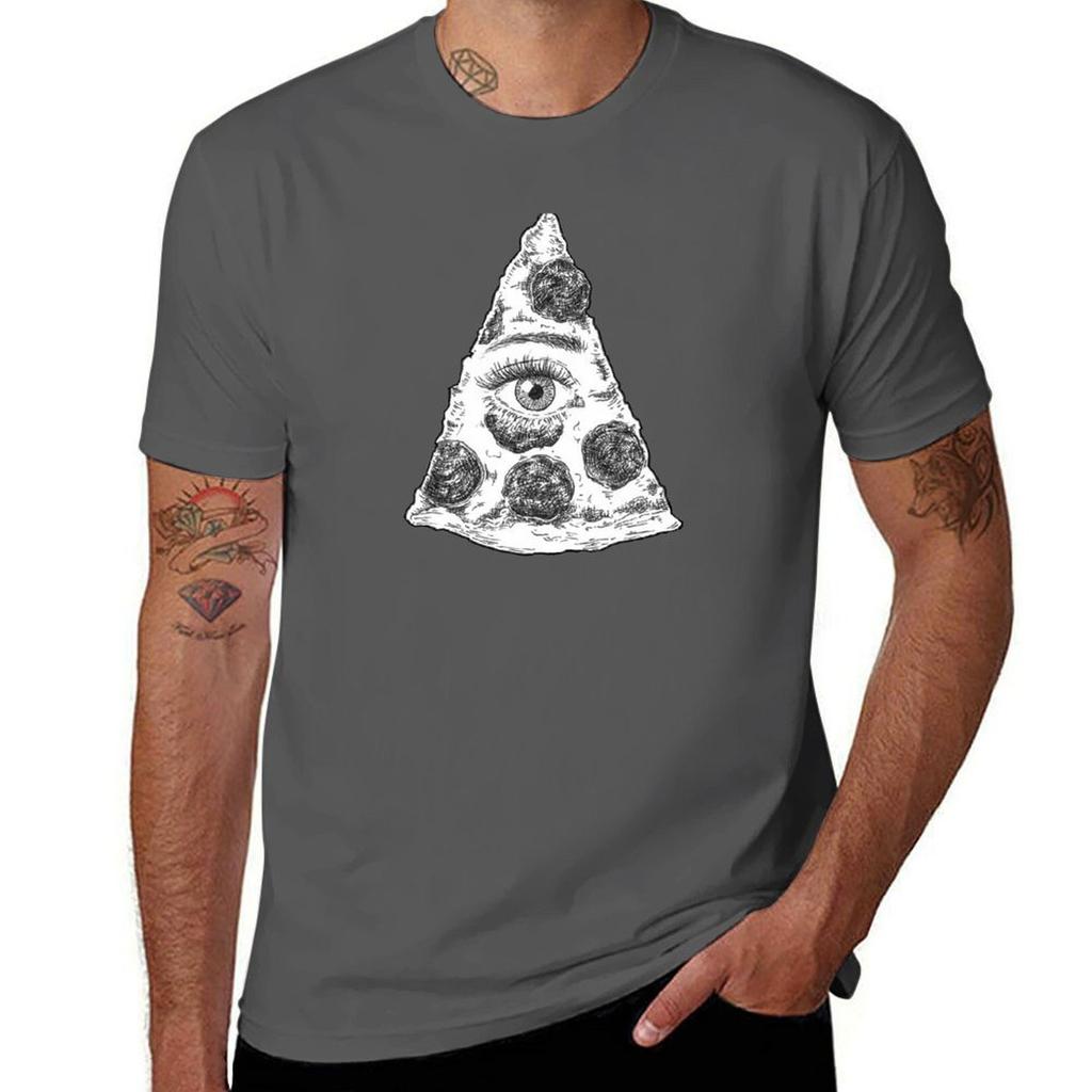 Pizzanati Pizza Illuminati Tshirt Large Size Casual Short Sleeve Top Tshirt