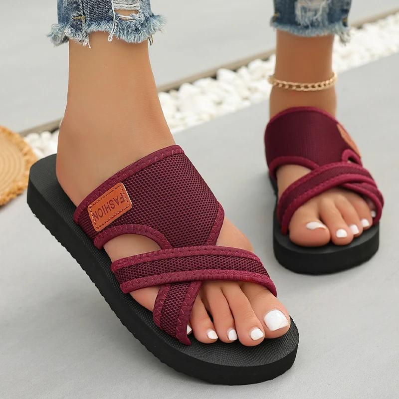 Fashion Clip Toe Sandals Solid Color Fish Mouth Comfort Casual Peep Toe Slippers Slip on Holiday Vacation Outdoors Beach Shoes
