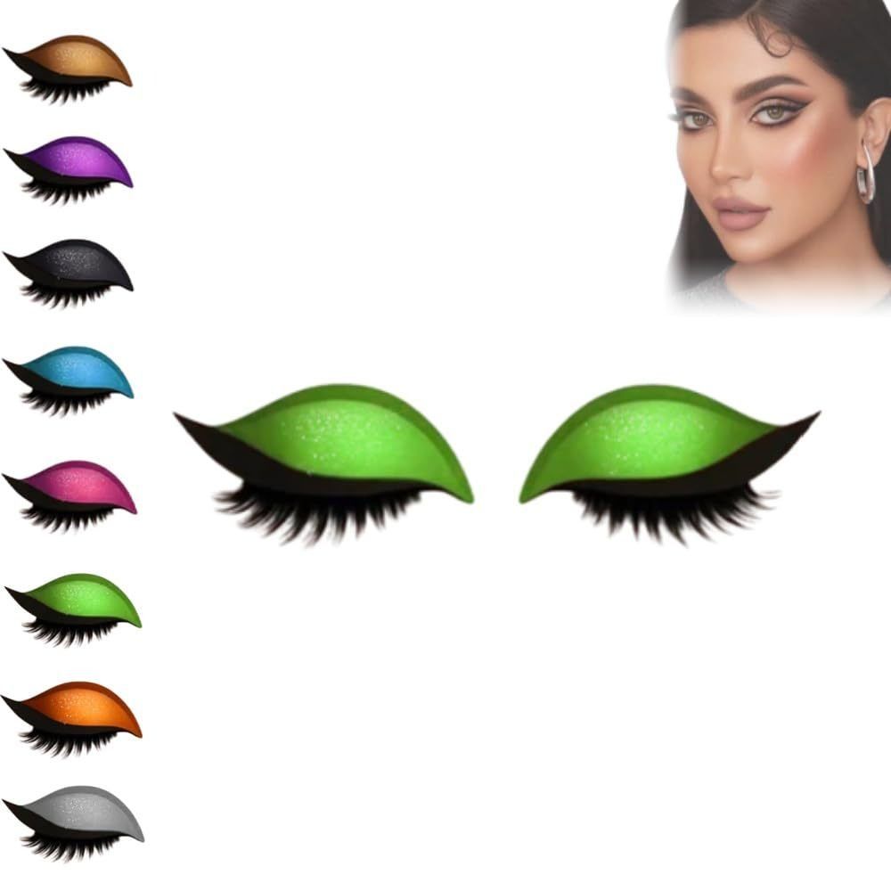 2 Pairs Reusable Lazy Eyeshadow Eyelash Patch Quick Makeup Waterproof Eyeliner Sticker  Girl