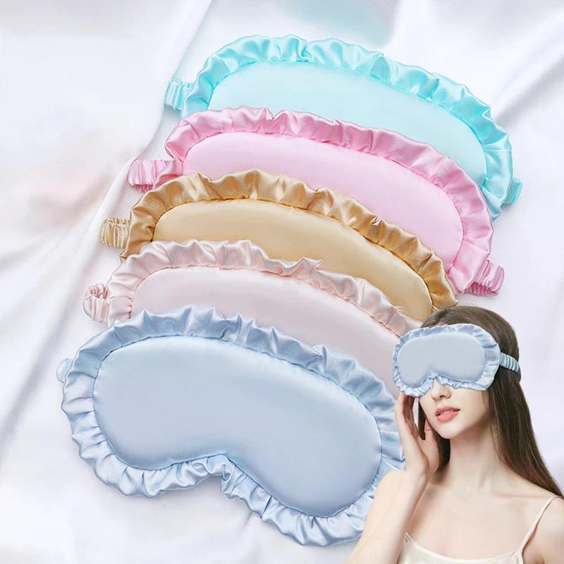 Silk Ruffle Sleep Eye Mask Eye Protection Travel Soft Sleeping Shading Eye Covers Multicolor Eye Patches For Woman Man