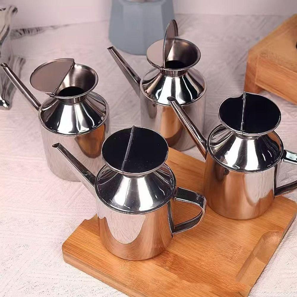 Stainless Steel Oil Bottle Lard Strainer Storage Container Cooking Oil Strainer Durable Multipurpose Filter Tank Kitchen