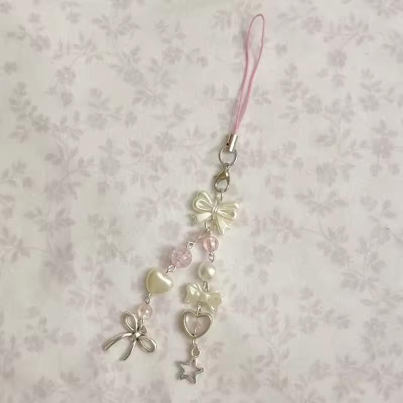 

Mobile Phone Strap Cute Decorative Charms Phone Chain Keychain Sweet Beaded Pendant For Keychain Handbag Earphone Case