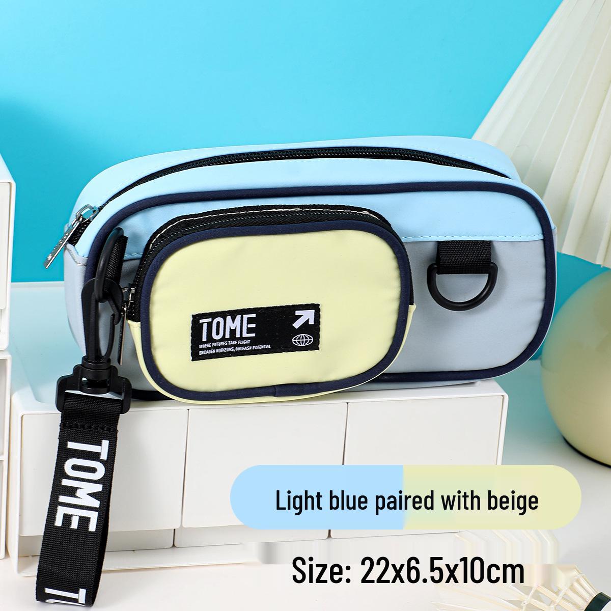 

TOME Large Capacity Color Block Pencil Case for Boys - Durable Oxford Cloth Stationery Bag for School Students