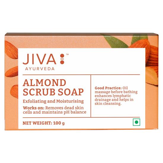 Jiva Almond Scrub Soap - For Glowing Healthy Skin - Pack of 4