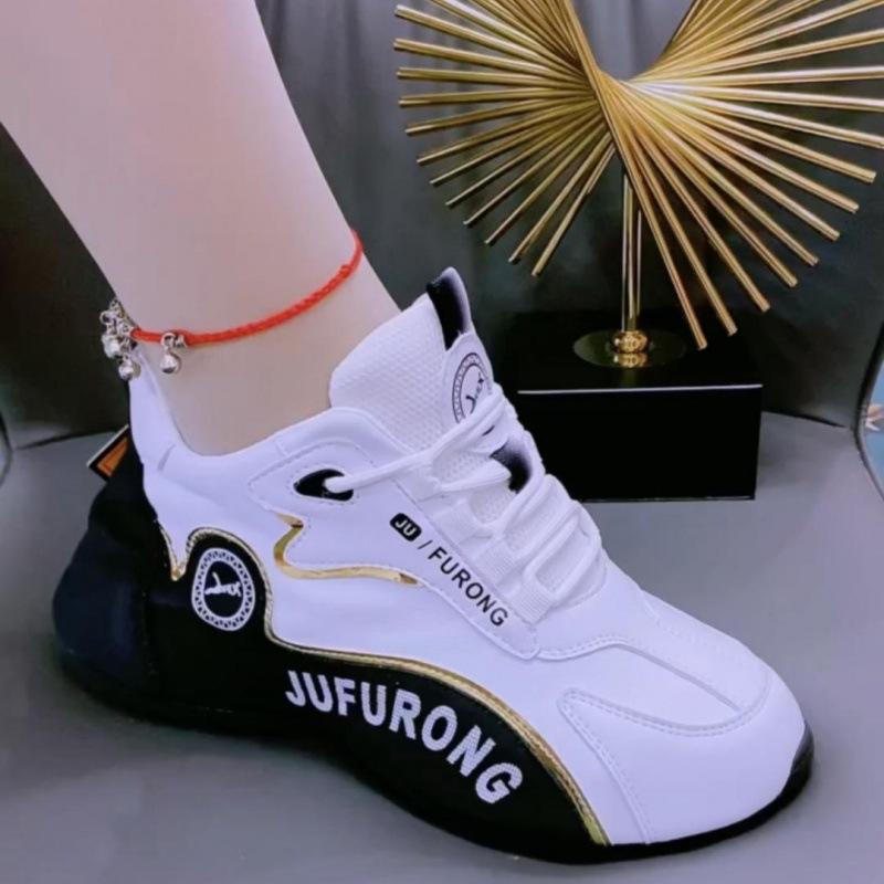 

Осень и зима новые повседневные спортивные туфли для мужчин и женщин одинаковые 2024 универсальные туфли для пап с мягкой подошвой кожаная поверхность пара высокое качество 43 белый