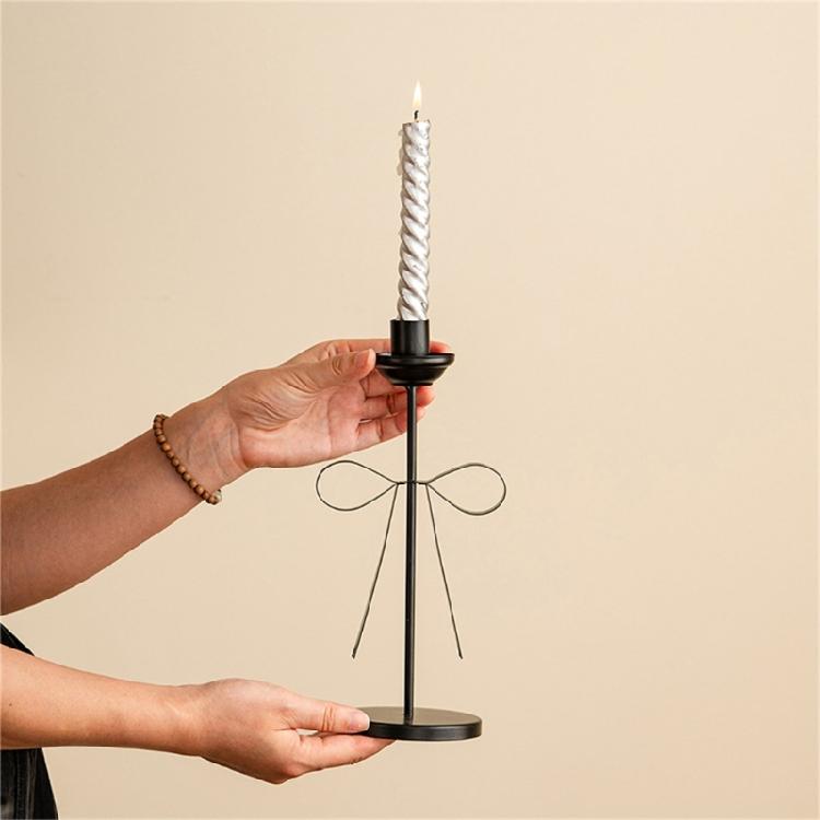 Bowknot Iron Taper Candle Holders Candlestick Holders Decorative Candle Stand for Wedding,Dining Table,Home Decors