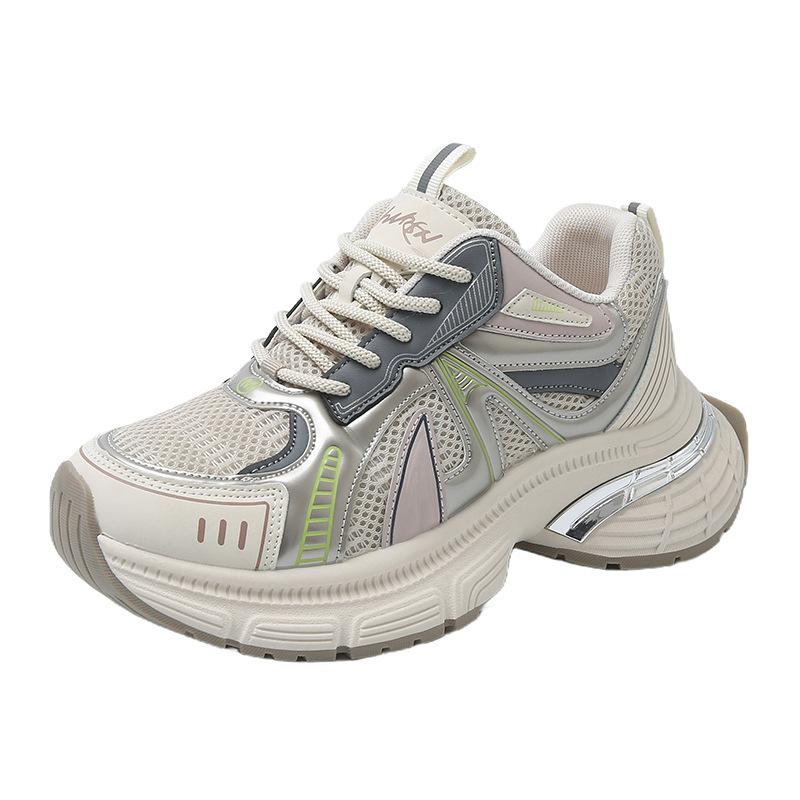 Platform-soled Dad Shoes Women's 2025 Spring New Versatile Breathable Height-increasing Muffin Shows Small Feet and Light Casual Sports Shoes