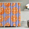 Modern Orange Slice Print Shower Curtain For Bathrooms Decor Blue Background With White Rings Pattern Removable Washable Fabric