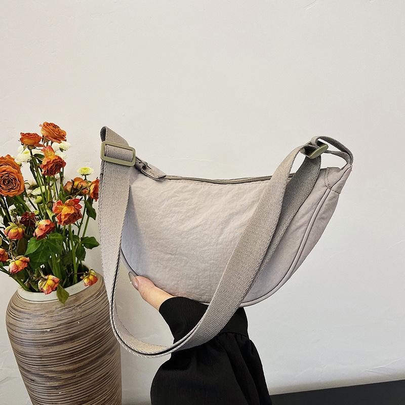 Dumpling Bag Stylish Versatile Lightweight Single-Shoulder Washed Fabric Bag Crossbody