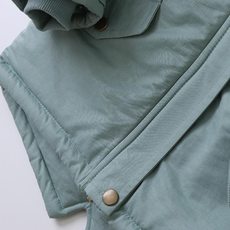 Girls Cotton-padded Coats Velvet and Thickened Winter Outerwear Fashion Hoodie Jacket Children Clothing