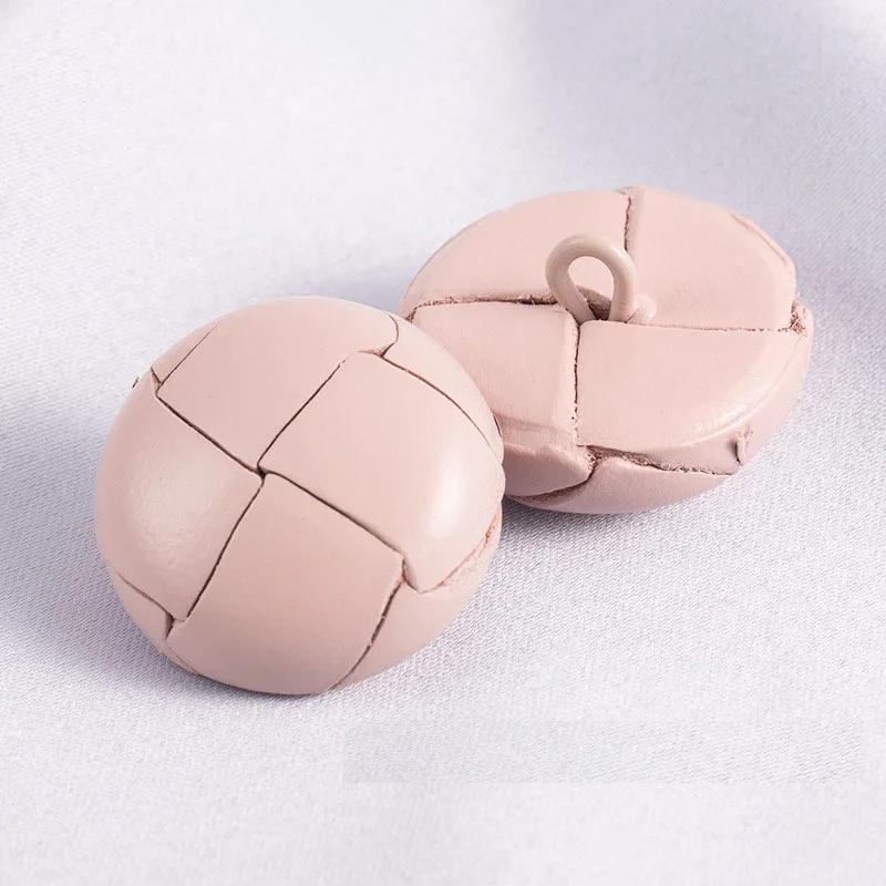 4Pcs/lot 18/23/25mm Colored Leather Button Coat Windbreaker Retro Leather Buttons Woven Leather Decorative Button Accessories