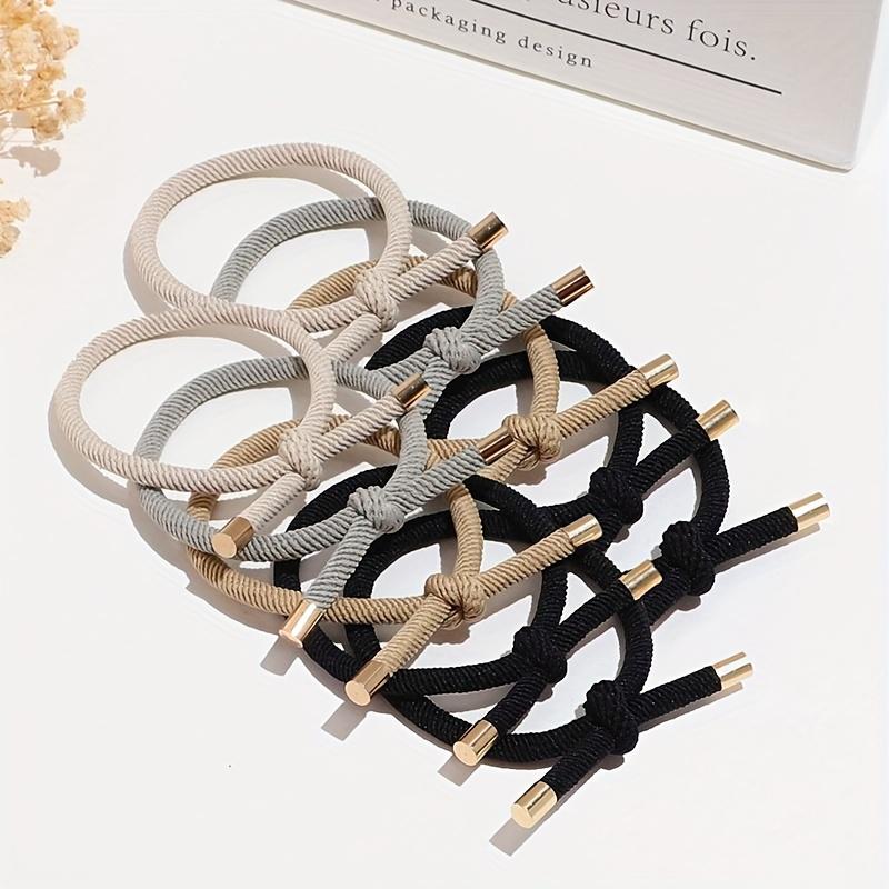 5pcs Simple High-elasticity Hair Ties with Bow, Available In Various Colors, Suitable for Daily Wear In All Seasons