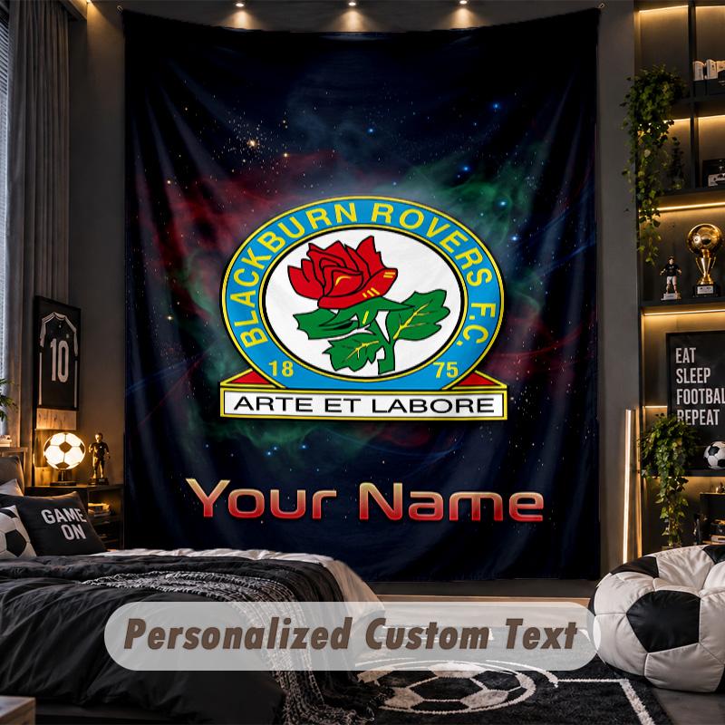 TapestryBlackburn Rovers Football Custom Name Text Personalized Wall Hanging Tapestry Home Wall Decor