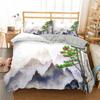 Ink Painting King Queen Duvet Cover Chinese Landscape Painting Bedding Set Adults Idyllic Scenery Mountain Polyester Quilt Cover