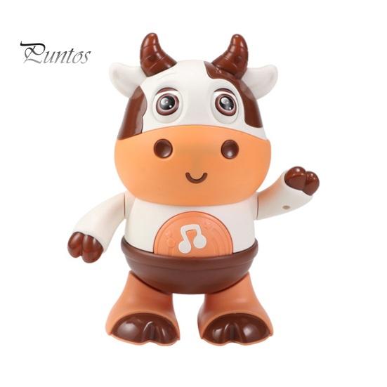 Kids Electric Cow Toy with LED Light Music Singing Dancing Cartoon Dairy Cattle Toy Toddlers Interactive Educational Movable Eyes Animal Musical Toy