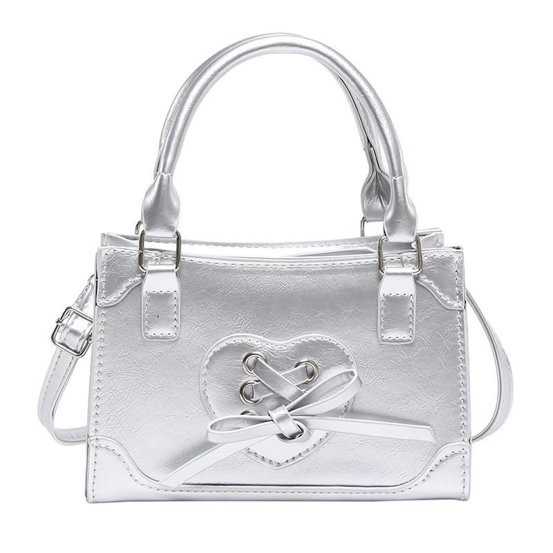 Chic Love Heart Handheld Small Square Bag For Women In Elegant Black White And Red For Fall Winter