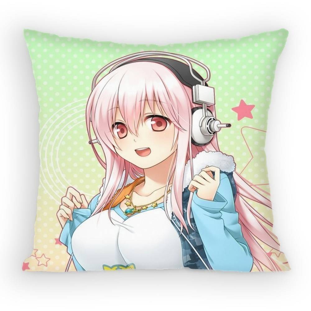 

Cartoon Virtual Singer Super Sonico Pillow Case Sofa Living Room Bedroom Headboard Backrest Cushion Square Cushion Nap Time 30x30 cm