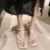 Rhinestones Open Toe Butterfly Pearl With Medium Heels Ladies Shoes Anti Slip Hot 2025 Luxury Comfort Vintage Women's Sandals