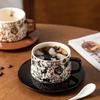 Retro Ceramic Coffee Cup & Saucer Set - Luxurious, High-End Feel for Coffee, Milk, or Water - Ideal Gift
