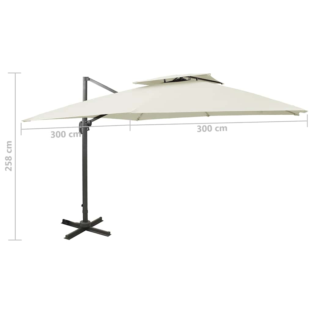 Cantilever Umbrella with Double Roof 300 x 300 cm Sand
