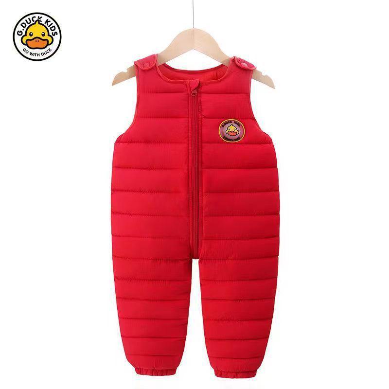 Baumwoll-Latzhose für Babys und Kleinkinder mit Schrittöffnung - Dicker Winter-Overall für Jungen und Mädchen