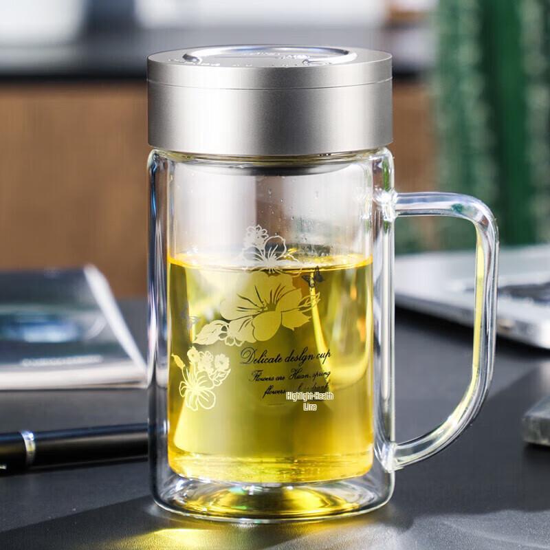 Fuguang Double Wall Glass Tea Infuser Mug