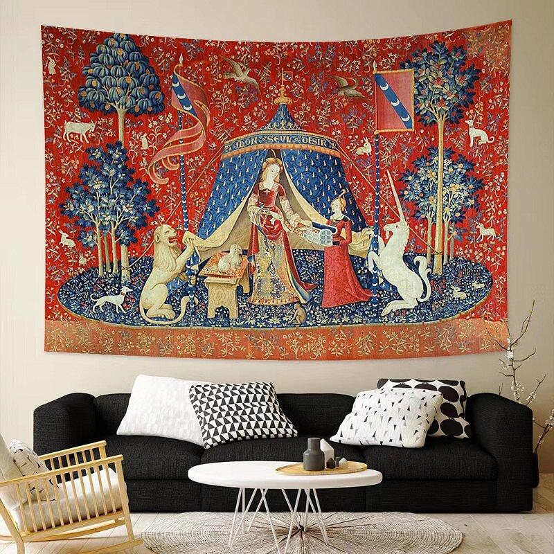 Phoenix Unicorn Series Retro Ethnic Style Tapestry Nordic INS Wall Art Hanging Cloth for Living Room Bedroom Headboard
