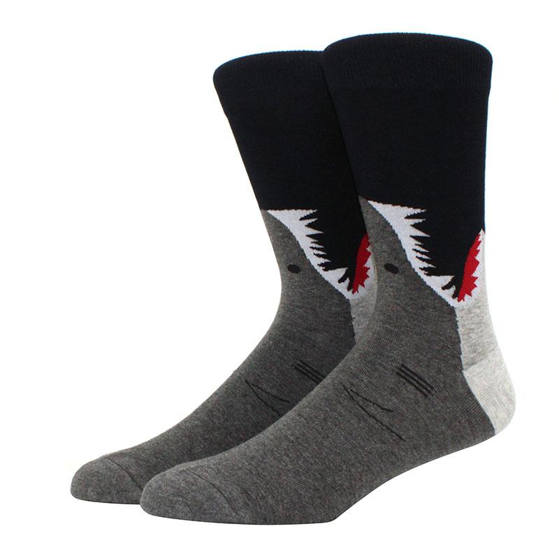 1 Pair Men's Fun Hip Hop Skateboard Beer Happy Art Print Mid Socks, EU38-46