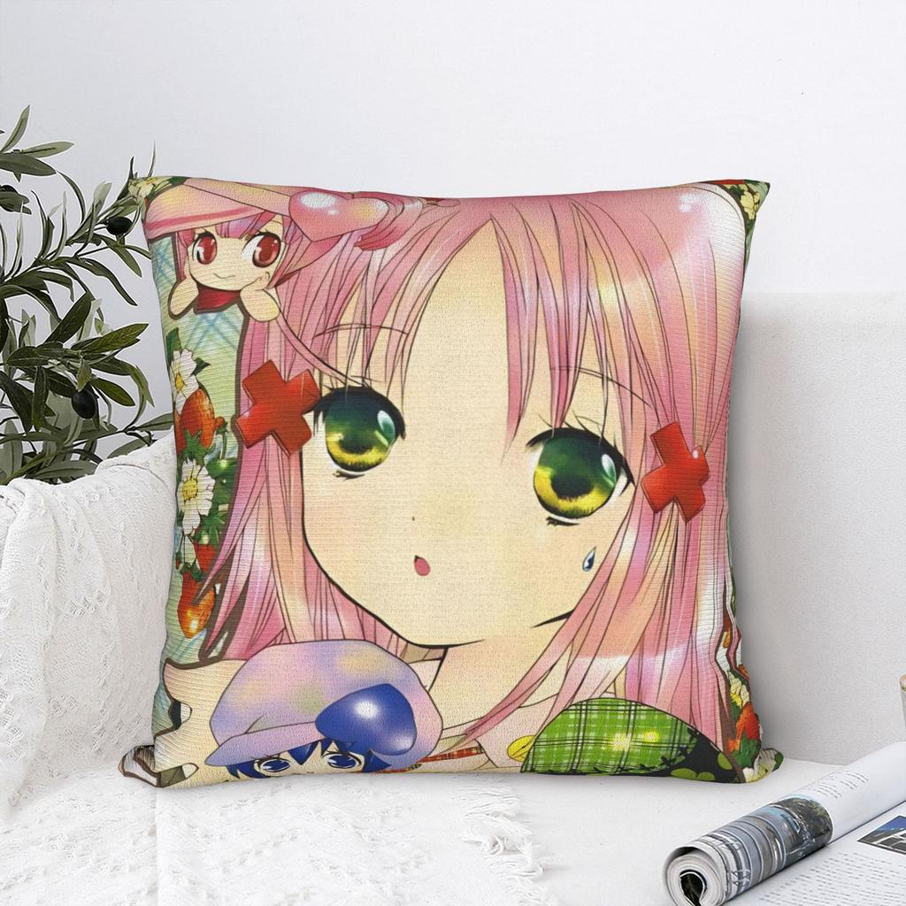 Anime Shugo Chara Square Pillow Case Mashiro Rima Yuiki Cushion Cover Vintage Polyester Decorative Pillowcase for Home 18"