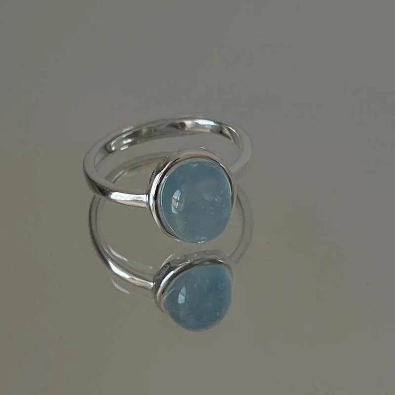 Bohemian Retro Opal Rings for Women Curved Matte Metal Beaded Ring Personality Index Finger Jewelry Girls Accessories Gift