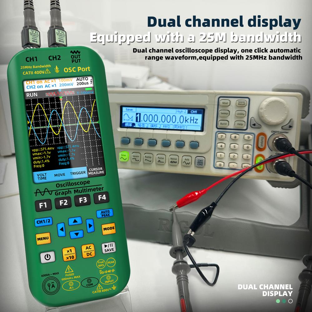 BSIDE 3in1 Handheld Graph Multimeter Oscilloscope Signal Source 3.98inch TFT IPS Display Voltage